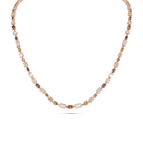 stunning bespoke mixed shapes fancy diamonds choker<br>in 18K rose gold, 22 inch length <span class='visuallyhidden'>Text, phone 323-404-2959 for shopping assistance.</span>