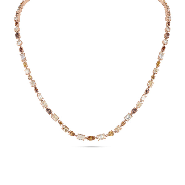stunning bespoke mixed shapes fancy diamonds choker<br>in 18K rose gold, 22 inch length <span class='visuallyhidden'>Text, phone 323-404-2959 for shopping assistance.</span>