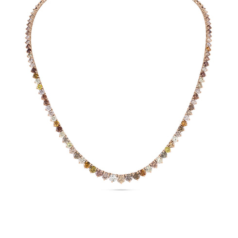 gorgeous mixed fancy color diamond graduated choker<br>set in 18K rose gold, 18 inch length <span class='visuallyhidden'>Text, phone 323-404-2959 for shopping assistance.</span>