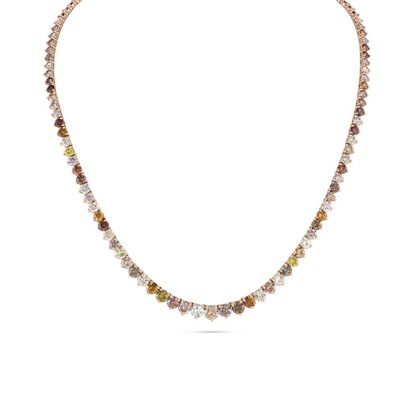 gorgeous mixed fancy color diamond graduated choker<br>set in 18K rose gold, 18 inch length <span class='visuallyhidden'>Text, phone 323-404-2959 for shopping assistance.</span>