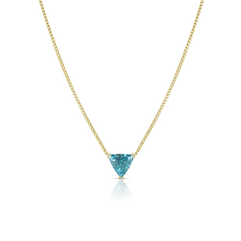 trillion shape blue diamond solitaire choker (gorgeous!) on an 18k yellow gold chain <span class='visuallyhidden'>Call, text 323-404-2959 for shop help.</span>