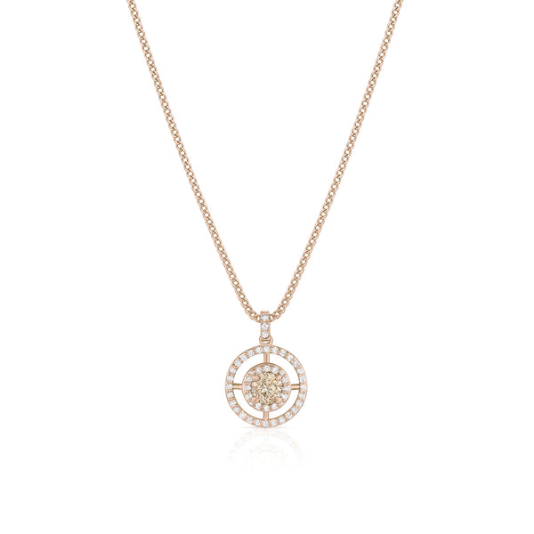 chic, architectural champagne diamond, white diamond<br>open halo pendant necklace <span class='visuallyhidden'>Call or text 323-404-2959 if you need shopping assistance.</span>