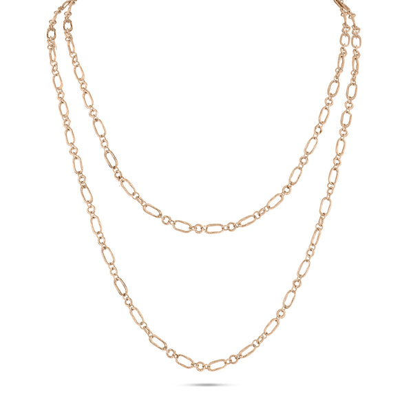 Dominique Cohen petite paperclip chain<br>in 18k rose gold, 42 inch length <span class='visuallyhidden'>Text, phone 323-404-2959 for shopping assistance.</span>