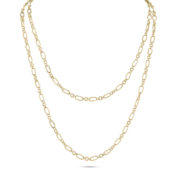 Dominique Cohen 18k gold petite paperclip chain necklace<br>in yellow gold, 42 inch length <span class='visuallyhidden'>Text, phone 323-404-2959 for shopping assistance.</span>