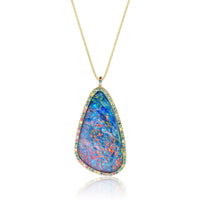 large AAA Australian opal pendant necklace<br>with diamond, sapphire, emerald pave <span class='visuallyhidden'>Call, text 323-404-2959 for shopping assistance.</span>
