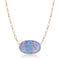 large horizontal oval AAA Australian opal pendant necklace<br>with multi-gemstone pave, and an 18K gold petite paperclip chain <span class='visuallyhidden'>Call, text 323-404-2959 for shopping assistance.</span>