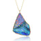 extra large AAA Australian opal pendant necklace<br>with diamond, sapphire, emerald surround <span class='visuallyhidden'>Call, text 323-404-2959 for shopping assistance.</span>