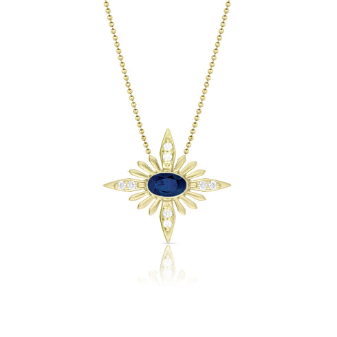 Dominique Cohen blue sapphire and diamond celestial delicate pendant necklace<span class='visuallyhidden'>; shop help at 760-978-9297.</span>