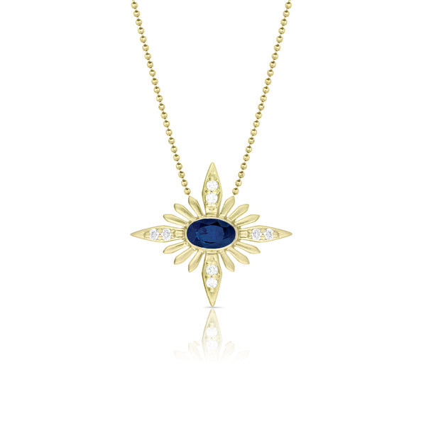 Dominique Cohen blue sapphire and diamond celestial delicate pendant necklace<span class='visuallyhidden'>; shop help at 760-978-9297.</span>