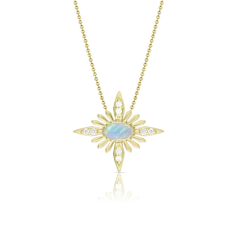 Dominique Cohen opal and diamond celestial delicate pendant necklace <span class='visuallyhidden'>Text, call 323-404-2959 for shopping help.</span>