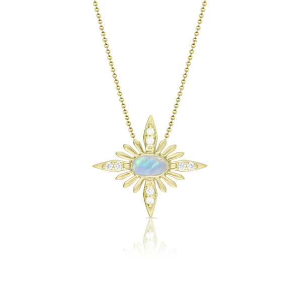 Dominique Cohen opal and diamond celestial delicate pendant necklace <span class='visuallyhidden'>Text, call 323-404-2959 for shopping help.</span>