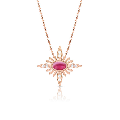 Dominique Cohen pink tourmaline + diamond celestial delicate pendant necklace <span class='visuallyhidden'>Text, call 323-404-2959 for shopping help.</span>