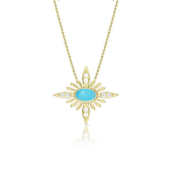 Dominique Cohen celestial turquoise and diamond<br>delicate pendant necklace <span class='visuallyhidden'>Text, call 323-404-2959 for shopping help.</span>