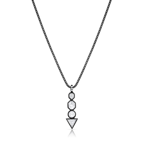 mixed shapes vertical diamond modern pendant necklace, in white diamonds and black gold<span class='visuallyhidden'>Call, text 323-404-2959 for shopping help.</span>