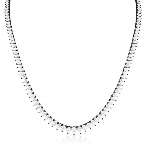 grande pear-cut riviera tennis necklace in 18k black gold, a ±26ct showstopper <span class='visuallyhidden'>Text, phone 323-404-2959 for shopping assistance.</span>
