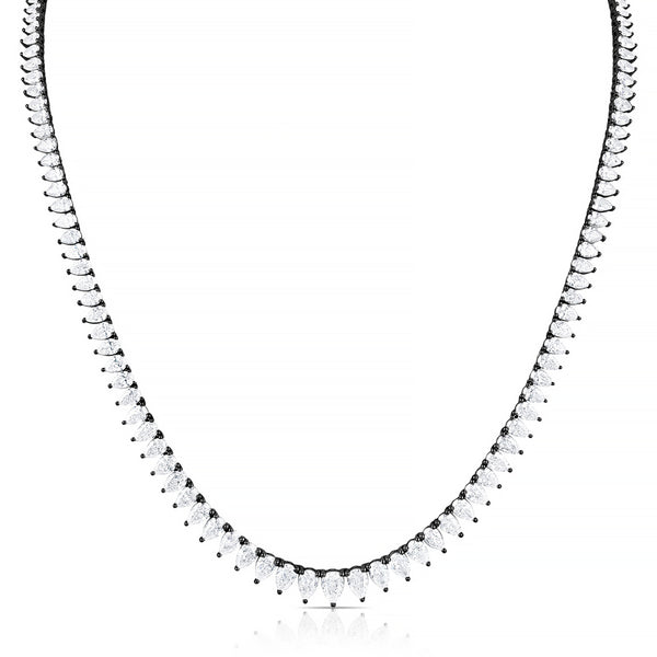 grande pear-cut riviera tennis necklace in 18k black gold, a ±26ct showstopper <span class='visuallyhidden'>Text, phone 323-404-2959 for shopping assistance.</span>