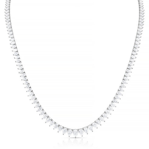 grande pear-cut riviera tennis necklace in 18k white gold, a ±26ct showstopper <span class='visuallyhidden'>Text, phone 323-404-2959 for shopping assistance.</span>