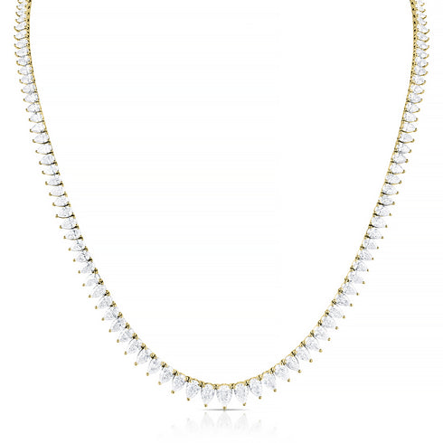 grande pear-cut riviera tennis necklace in 18k yellow gold, a ±26ct showstopper <span class='visuallyhidden'>Text, phone 323-404-2959 for shopping assistance.</span>