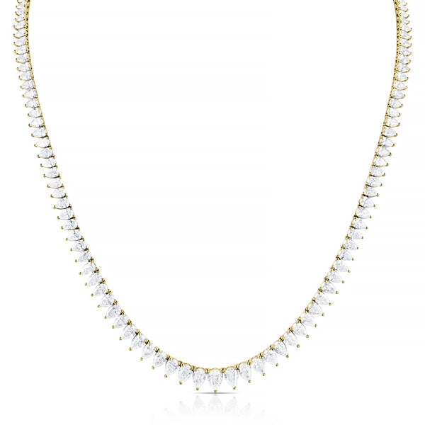 grande pear-cut riviera tennis necklace in 18k yellow gold, a ±26ct showstopper <span class='visuallyhidden'>Text, phone 323-404-2959 for shopping assistance.</span>
