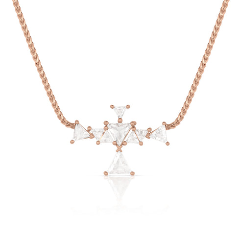 zoom view, rose cut trillion diamond thunderbird pendant necklace in rose gold <span class='visuallyhidden'>Call, text 323-404-2959 for shopping assistance.</span>