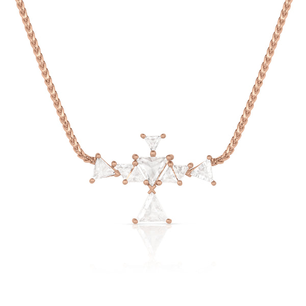 zoom view, rose cut trillion diamond thunderbird pendant necklace in rose gold <span class='visuallyhidden'>Call, text 323-404-2959 for shopping assistance.</span>