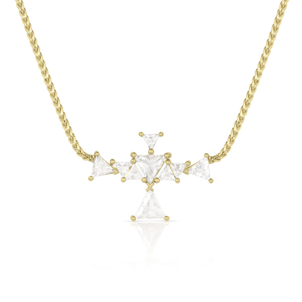 zoom view, rose cut trillion diamond thunderbird pendant necklace<br>in 18k yellow gold <span class='visuallyhidden'>Call, text 323-404-2959 for shopping assistance.</span>