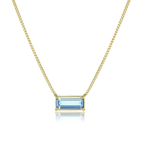 Dominique Cohen emerald cut aquamarine solitaire choker 16-18in <span class='visuallyhidden'>Call, text 323-404-2959 for shop help.</span>