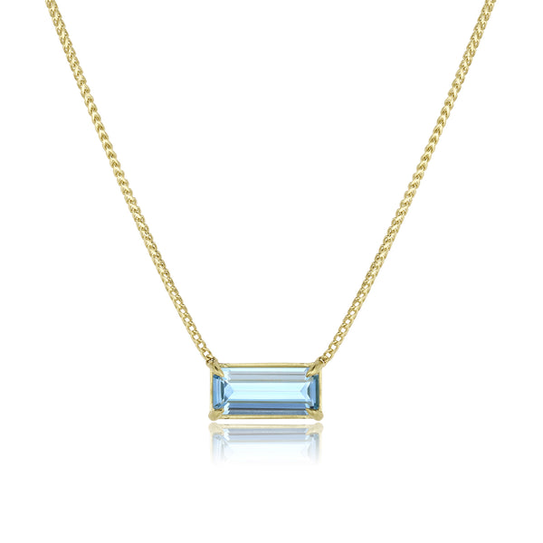 Dominique Cohen emerald cut aquamarine solitaire choker 16-18in <span class='visuallyhidden'>Call, text 323-404-2959 for shop help.</span>