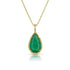 bespoke faceted emerald and yellow diamond teardrop pendant necklace in 18k yellow gold <span class='visuallyhidden'>Call, text 323-404-2959 for shop help.</span>