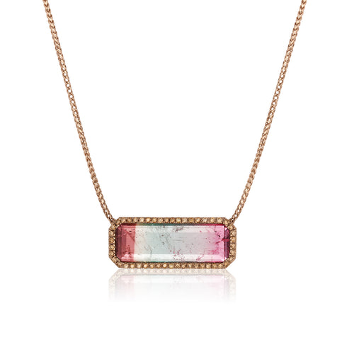 one of a kind banded tourmaline and champagne diamond pendant necklace by Dominique Cohen<span class='visuallyhidden'>; shop help at 760-978-9297.</span>