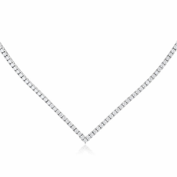 stylish v-shape diamond tennis necklace in white gold <span class='visuallyhidden'>Call, text 323-404-2959 for shop help.</span>