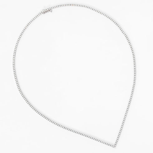 v-shape diamond tennis necklace, <br>in 14k white gold, <br>17 inch,<br>4.15ct