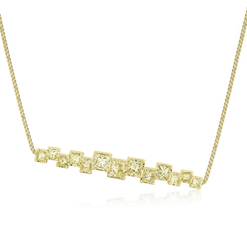 Dominique Cohen 18k gold natural yellow diamond stagger bar pendant necklace four and a half carats<span class='visuallyhidden'>; shop help at 760-978-9297.</span>