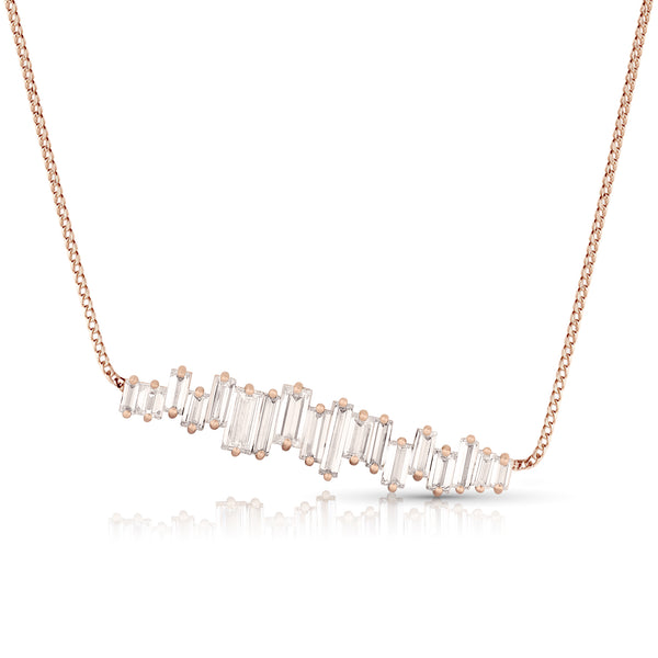 Dominique Cohen one of a kind vertical-cut champagne stagger bar pendant necklace in 18k rose gold<span class='visuallyhidden'>; shop help at 760-978-9297.</span>