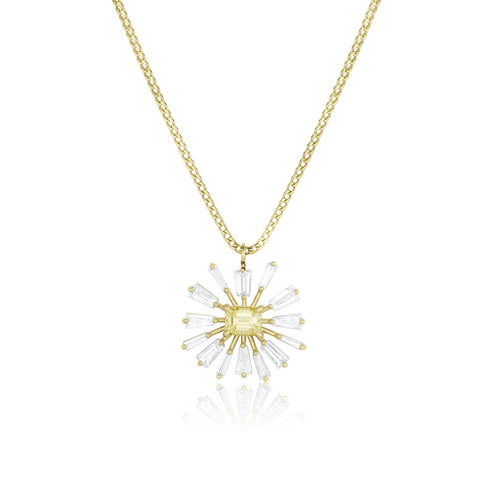 Dominique Cohen yellow and white diamond artful sunburst pendant necklace <span class='visuallyhidden'>Call, text 323-404-2959 for shop help.</span>