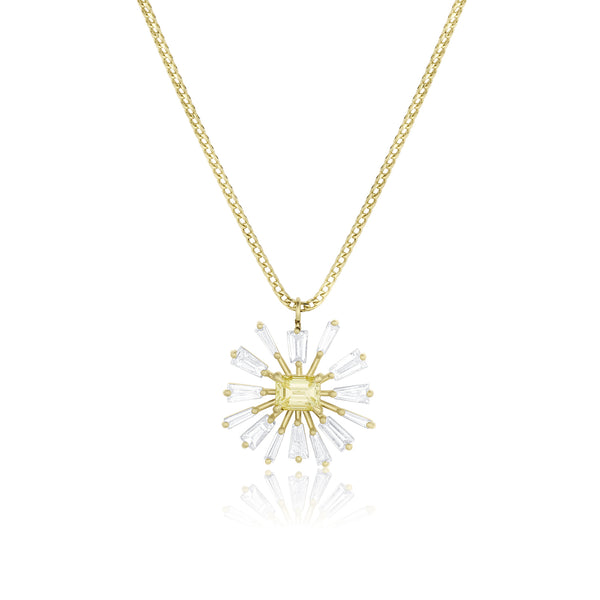Dominique Cohen yellow and white diamond artful sunburst pendant necklace <span class='visuallyhidden'>Call, text 323-404-2959 for shop help.</span>