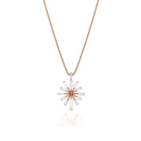 Dominique Cohen tapered diamonds and champagne diamond snowflake pendant necklace<span class='visuallyhidden'>; shop help at 760-978-9297.</span>