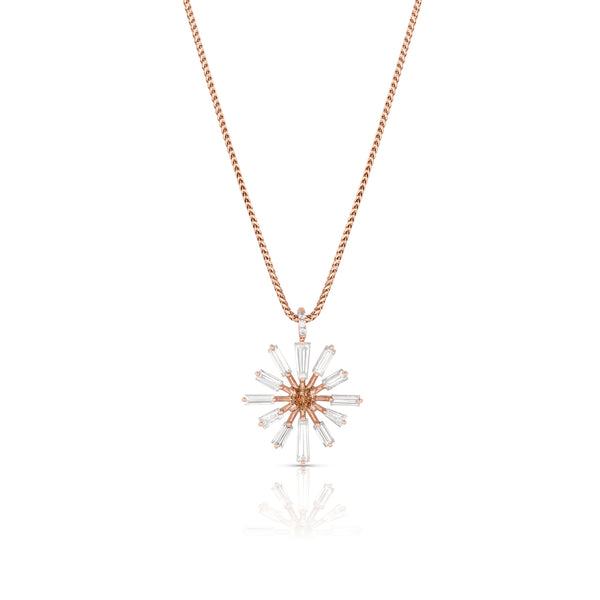 Dominique Cohen tapered diamonds and champagne diamond snowflake pendant necklace<span class='visuallyhidden'>; shop help at 760-978-9297.</span>