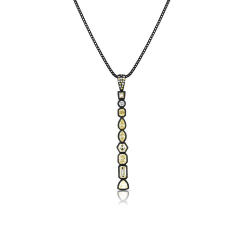 Dominique Cohen one of a kind mixed shapes vertical bar in yellow to white diamonds and 18k black gold<span class='visuallyhidden'>; shop help at 760-978-9297.</span>