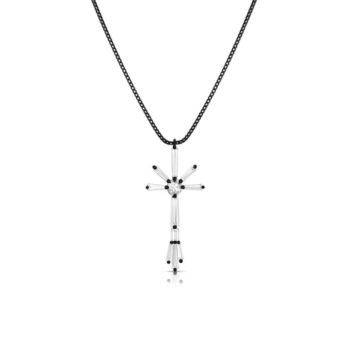Dominique Cohen tapered diamonds one of a kind cross pendant necklace, in 18k black gold<span class='visuallyhidden'>; shop help at 760-978-9297.</span>