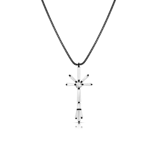 Dominique Cohen tapered diamonds one of a kind cross pendant necklace, in 18k black gold<span class='visuallyhidden'>; shop help at 760-978-9297.</span>