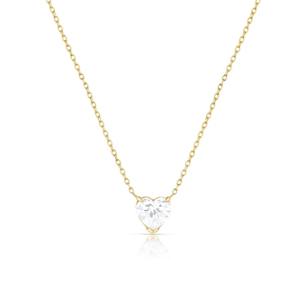 1.01 carat heart shape diamond set in 14k yellow gold, 18 inch chain length <span class='visuallyhidden'>Call, text 323-404-2959 for shop help.</span>