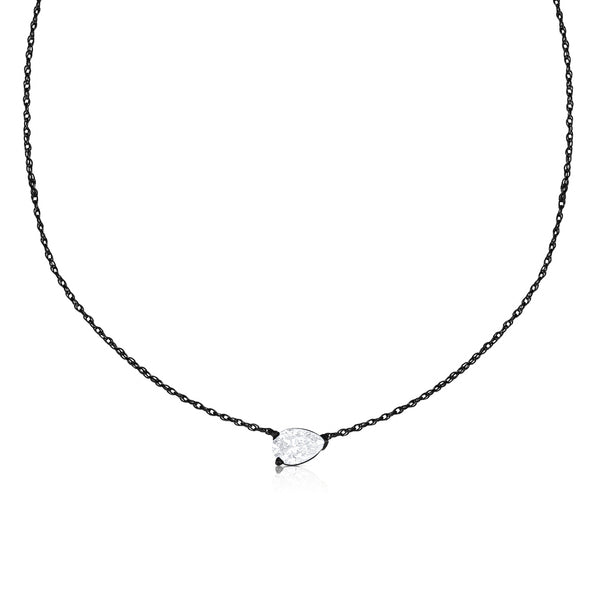 Dominique Cohen half carat east-west pear-cut diamond choker, in 18k blackened gold<span class='visuallyhidden'>; shop help at 760-978-9297.</span>
