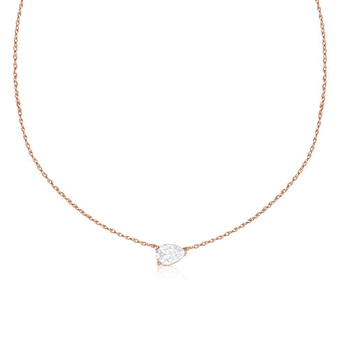 diamond east-west pear-cut delicate choker,<br>in 18k rose gold, <br>18 inch (adjustable), <br>0.5ct