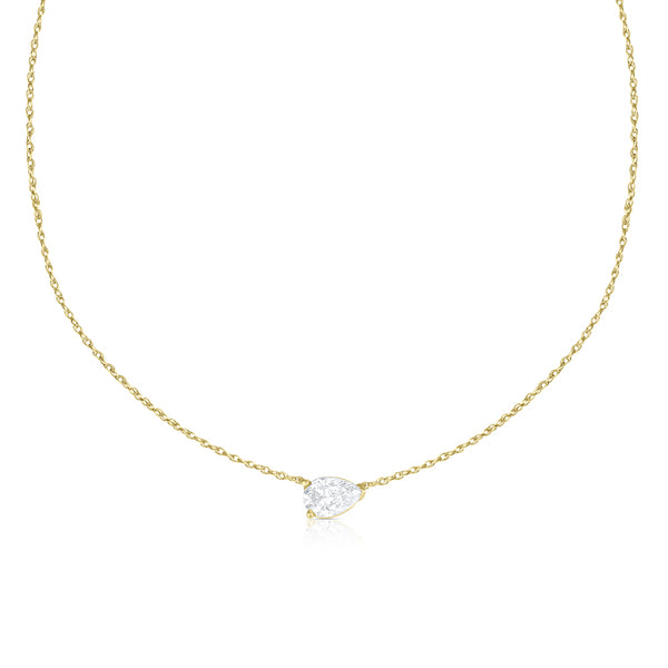 Dominique Cohen half carat east-west pear-cut diamond choker, in 18k yellow gold<span class='visuallyhidden'>; shop help at 760-978-9297.</span>