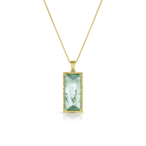 Dominique Cohen tranquility cut aquamarine pendant necklace with yellow diamonds<span class='visuallyhidden'>; shop help at 760-978-9297.</span>