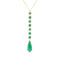 Dominique Cohen emerald slice teardrop and hexagon swag lariat pendant necklace in 18k yellow gold with white and yellow diamond accents<span class='visuallyhidden'>; shop help at 760-978-9297.</span>