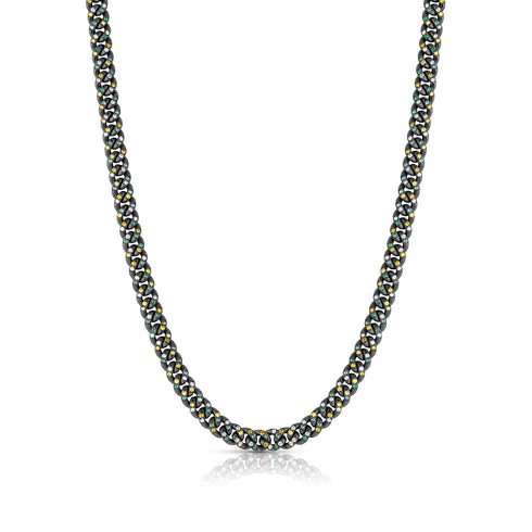 Dominique Cohen emerald, yellow diamond, and white diamond blackened sterling silver curb chain<span class='visuallyhidden'>; shop help at 760-978-9297.</span>