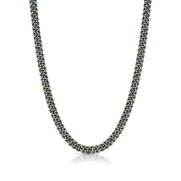 Dominique Cohen emerald, yellow diamond, and white diamond blackened sterling silver curb chain<span class='visuallyhidden'>; shop help at 760-978-9297.</span>