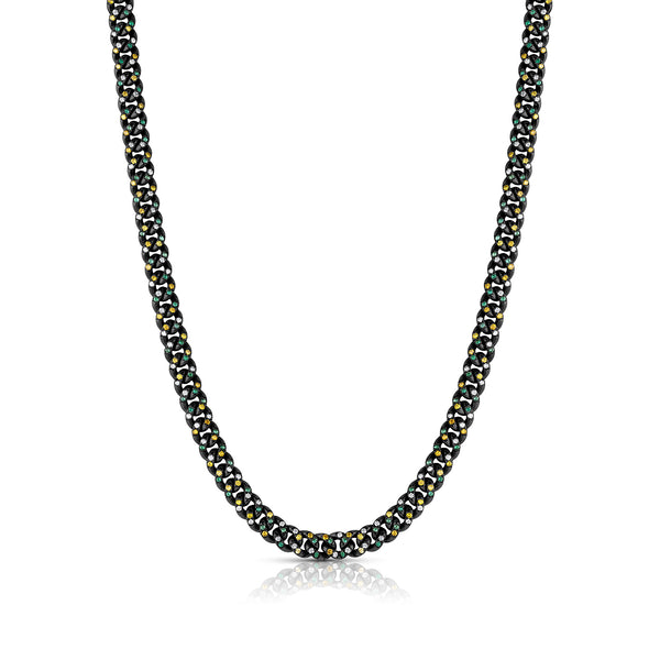 Dominique Cohen emerald, yellow diamond, and white diamond blackened sterling silver curb chain<span class='visuallyhidden'>; shop help at 760-978-9297.</span>